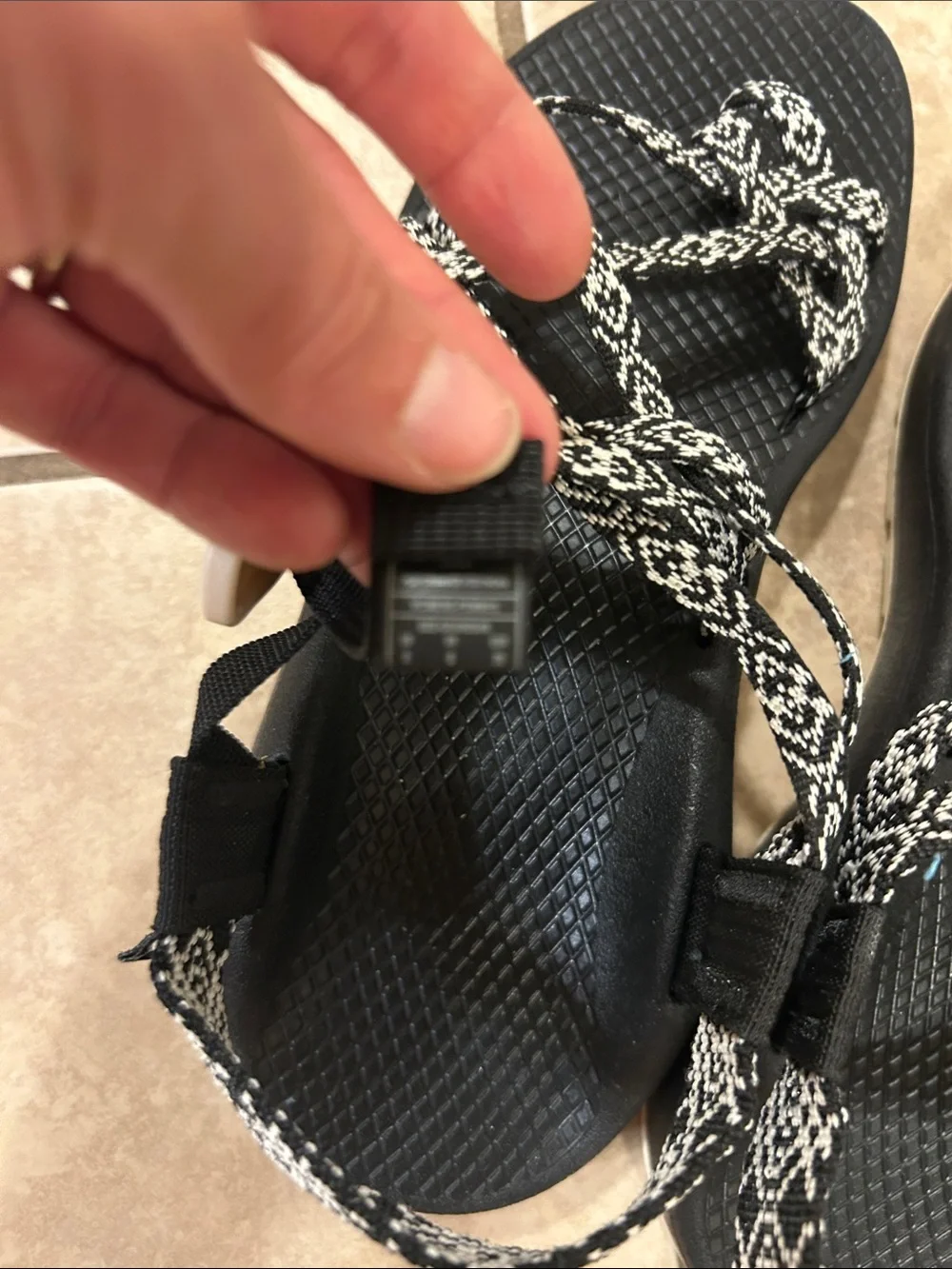 Chaco 8 black and white sandals